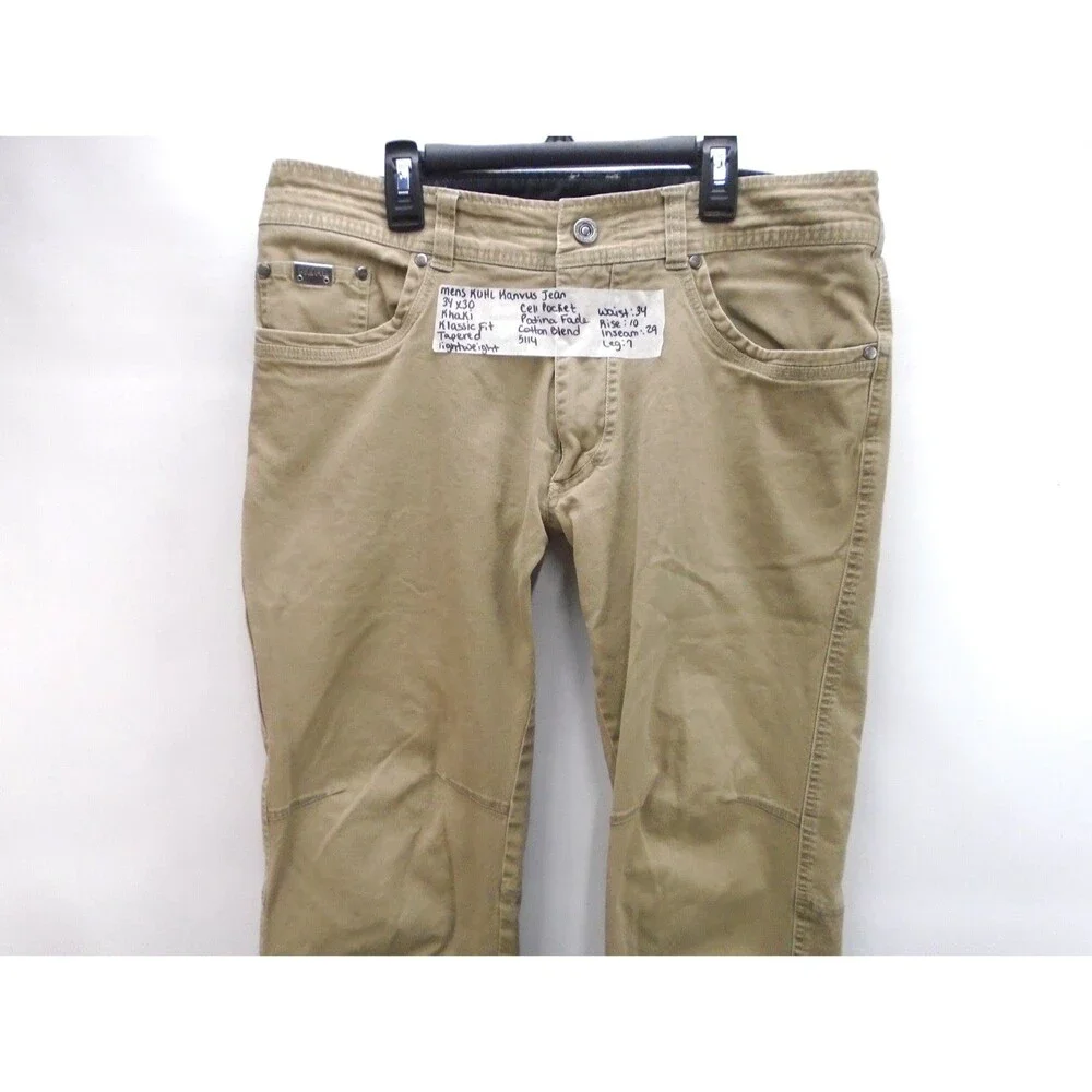 Kuhl Kanvus Jean Men's Size 34 (34x29) Vintage Patina Dye Hiking Pants Tan - Picture 2 of 13